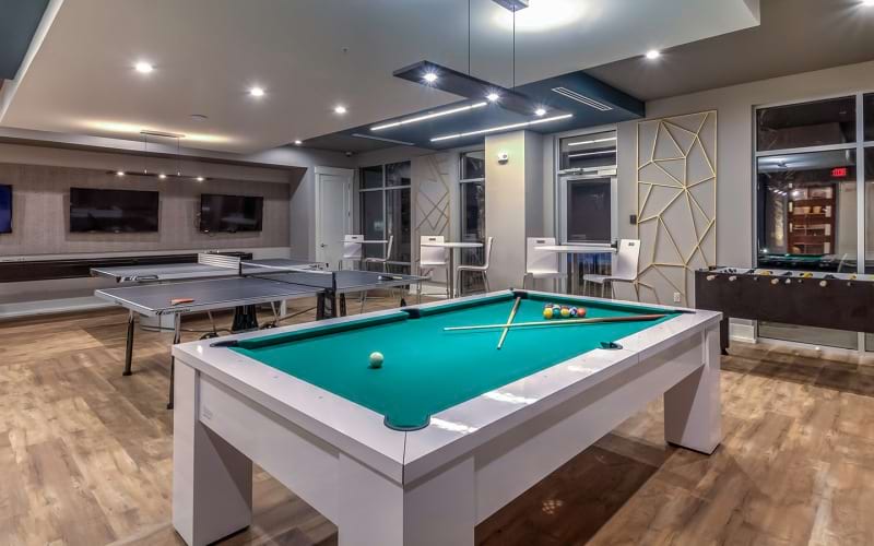 Resident Game Room with Billiards and Ping Pong at Solstice Apartments in Orlando, FL